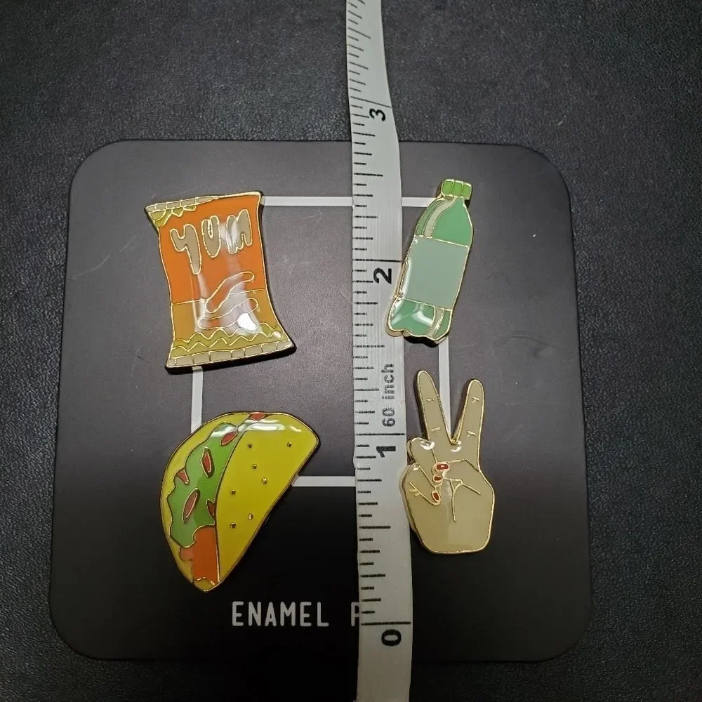 Gold tone enamel food pin set